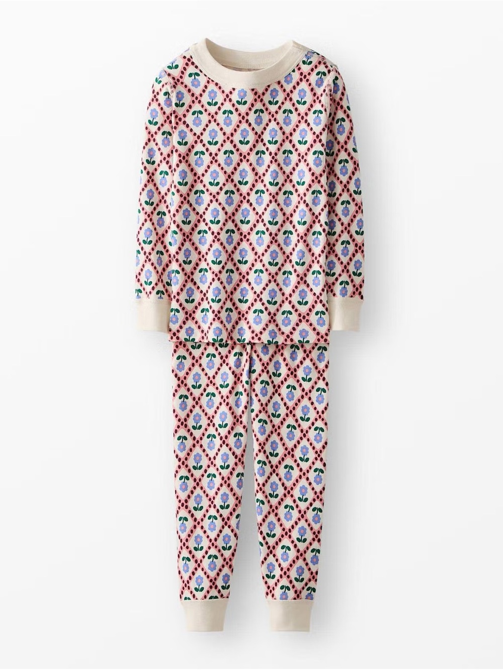 Hanna Andersson HannaJams in “Floral Latticework on Ecru”